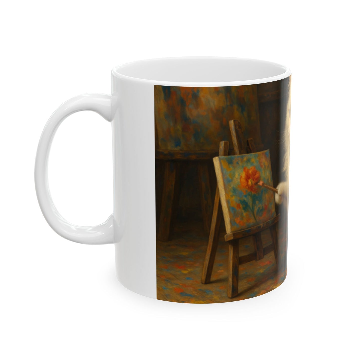 Elegant Cat Ceramic Mug - Art Lover Gift, Pet Owner Gift, Cozy Home Decor, Unique Tea Cup, Cat Lover Collectible  Digital Art