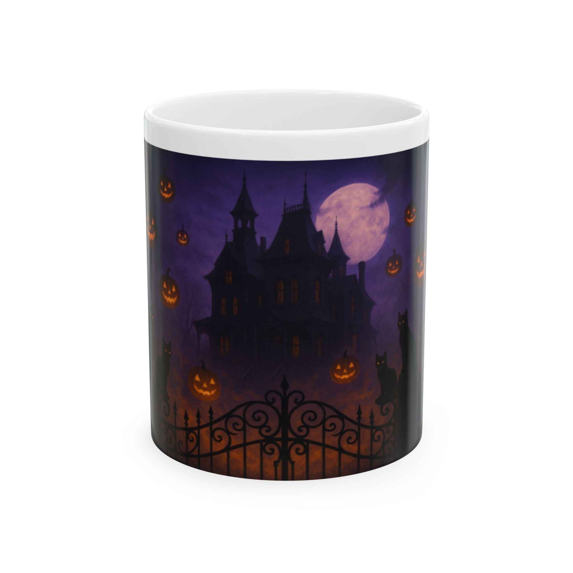 Spooky Halloween Ceramic Mug - Haunted House Design, Perfect for Coffee or Tea, Fall Decor, Halloween Party, Gift Idea