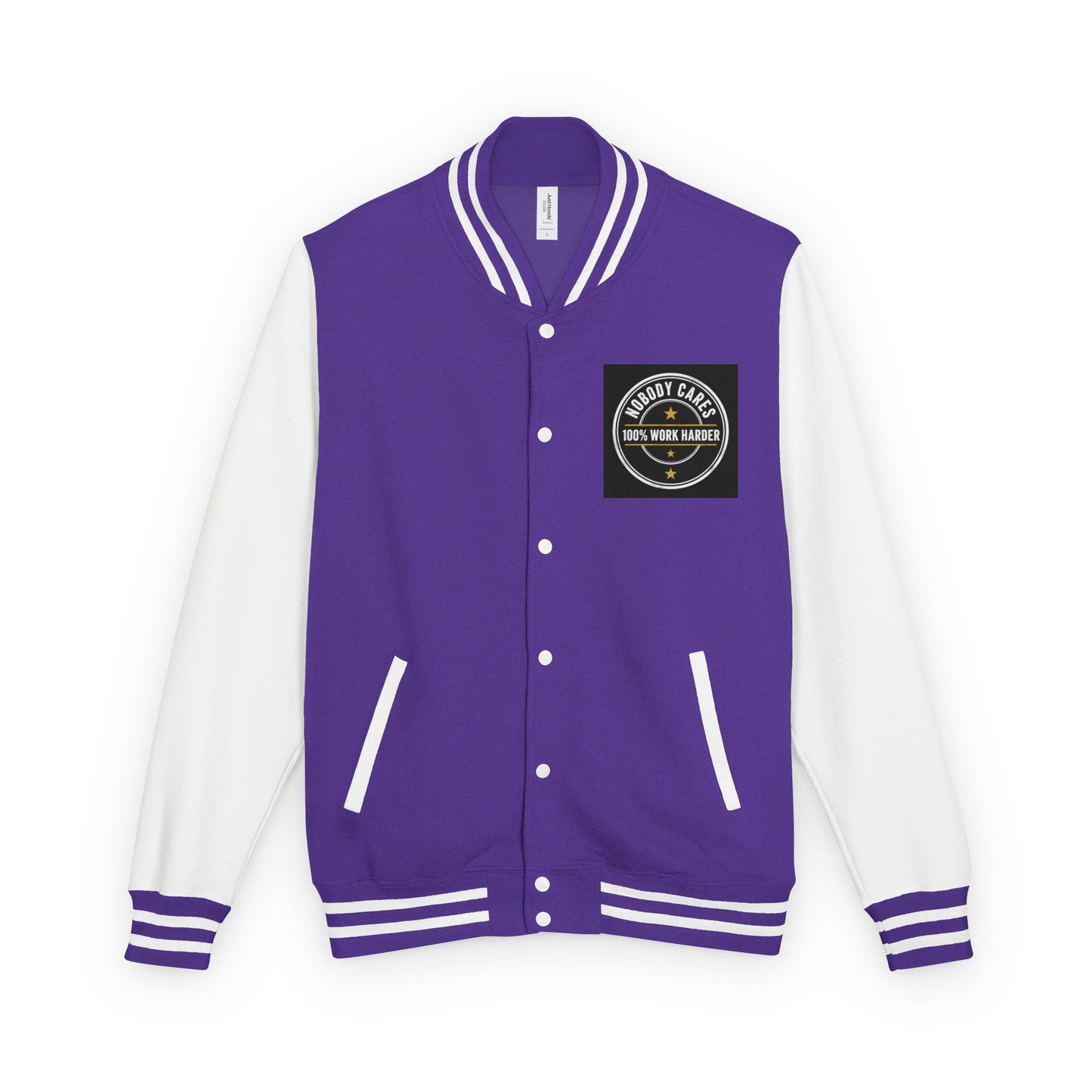 Letterman Jacket — "Nobody Cares, 100% Work Harder" Motivational Varsity Coat