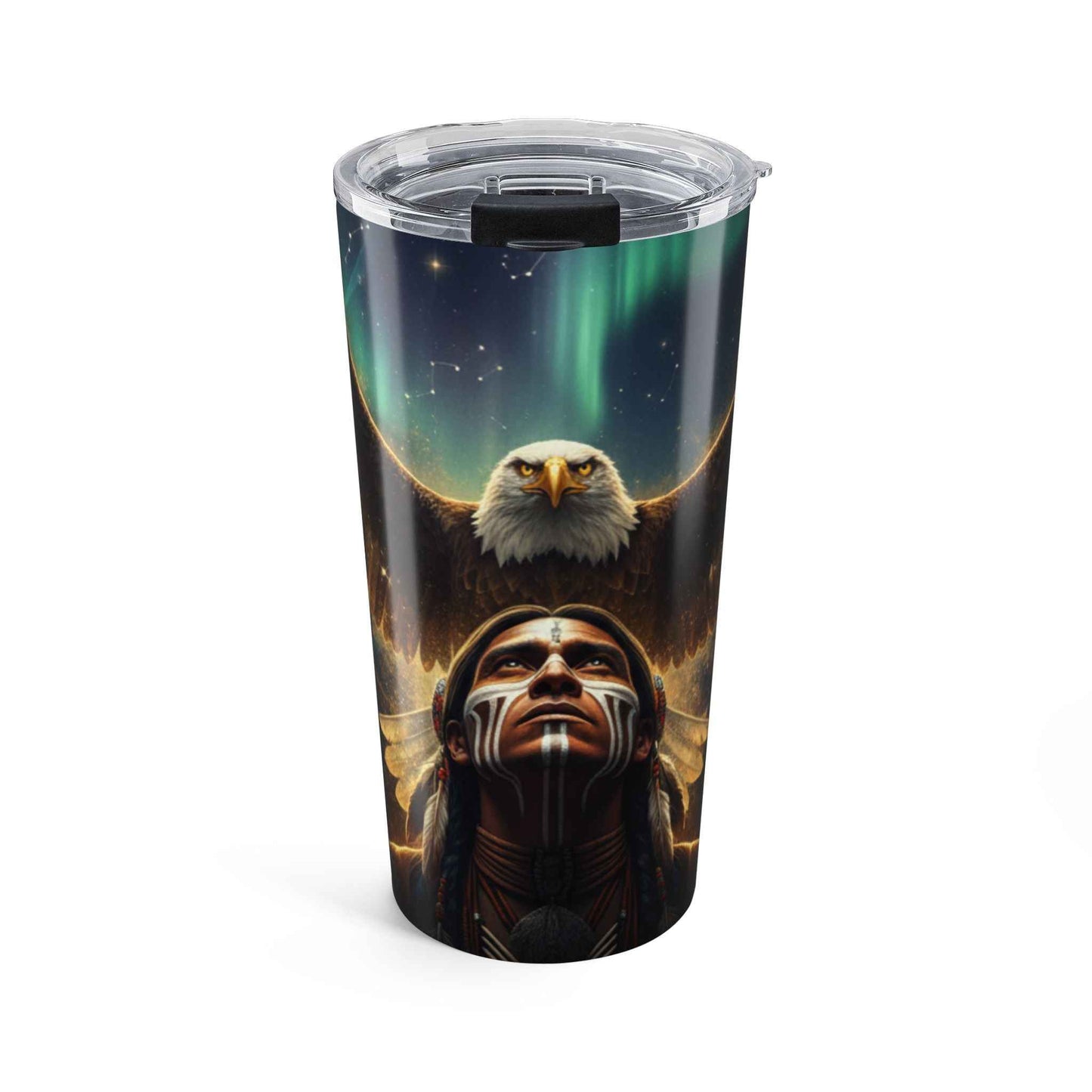 Native Spirit 20oz Tumbler — Eagle & Warrior Northern Lights Travel Mug
