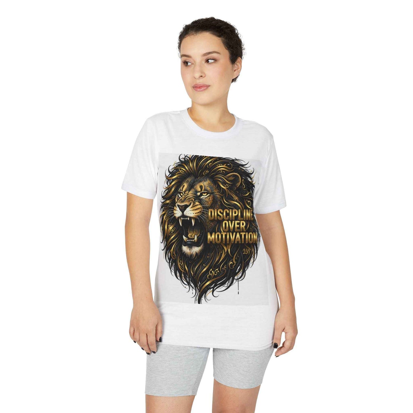 Lion Roar Performance Tee — "Discipline Over Motivation" Motivational Gym Shirt