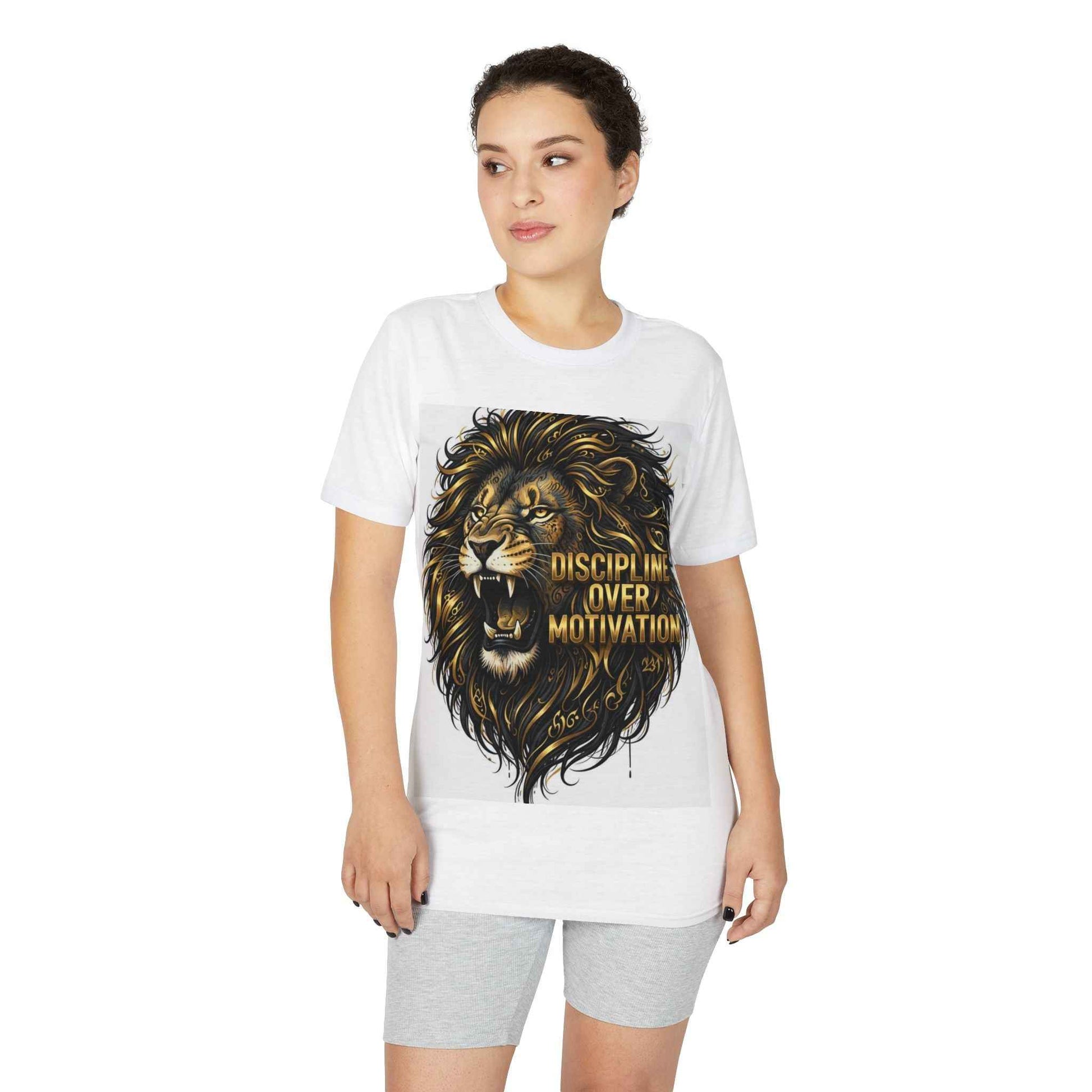 Lion Roar Performance Tee — "Discipline Over Motivation" Motivational Gym Shirt