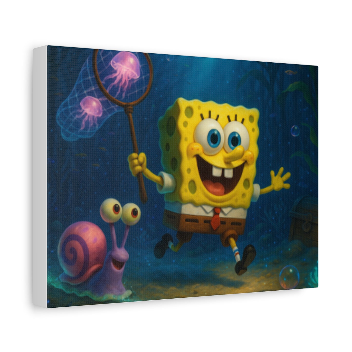 SpongeBob SquarePants Canvas Print, Colorful Nautical Art, Kids Room Decor, Fun Gift, Cartoon Wall Art, Stretched Matte Canvas