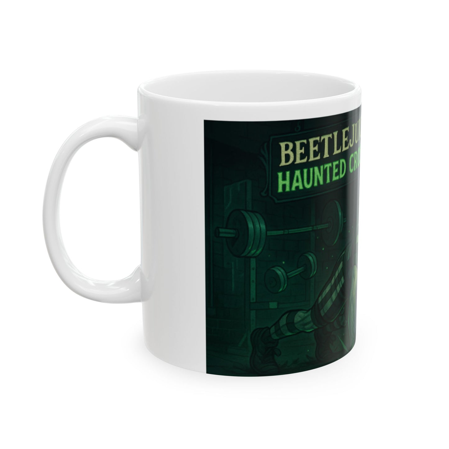 Beetlejuice Haunted CrossFit Ceramic Mug, Fun Gym Gift, Halloween Decor, Quirky Coffee Cup, Fitness Lover Mug  Digital Art