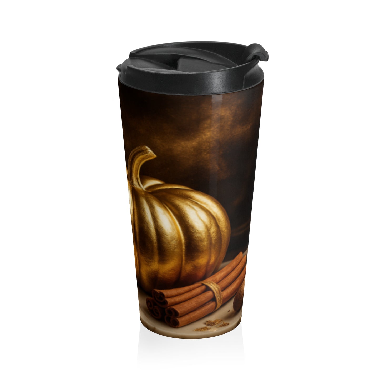 Rustic Autumn Stainless Steel Travel Mug, Coffee Gift for Fall, Pumpkin Design, Hot Beverage Thermos, Perfect for Thanksgiving