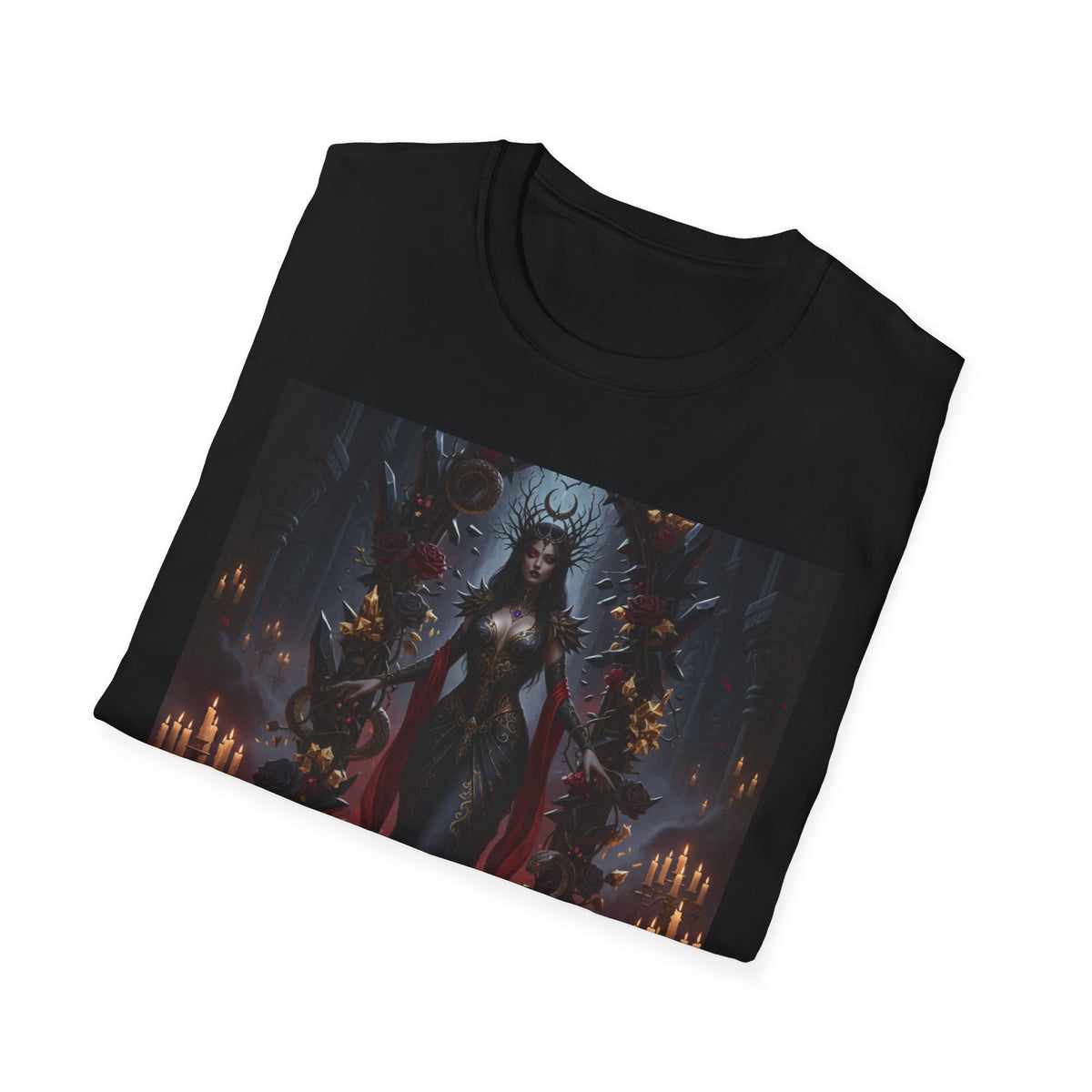 Gothic Dark Queen T-Shirt — Vampire Goddess Illustration Tee