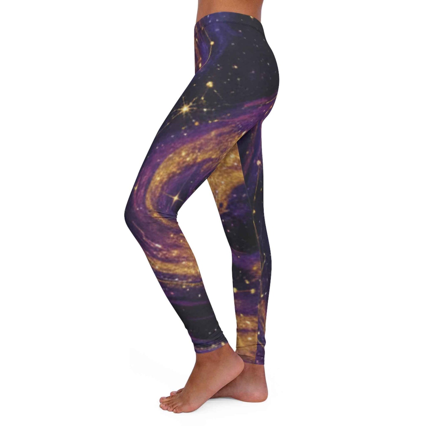 Galaxy Swirl Leggings — Purple & Gold Marble Activewear