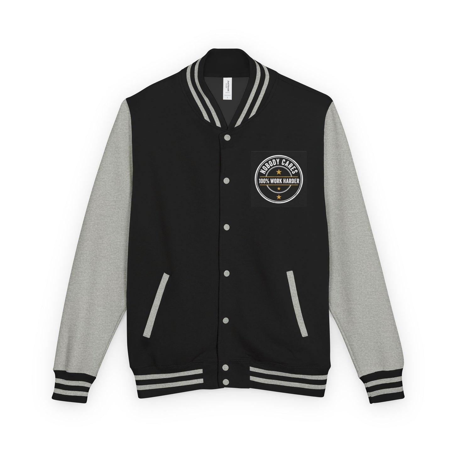 Letterman Jacket — "Nobody Cares, 100% Work Harder" Motivational Varsity Coat