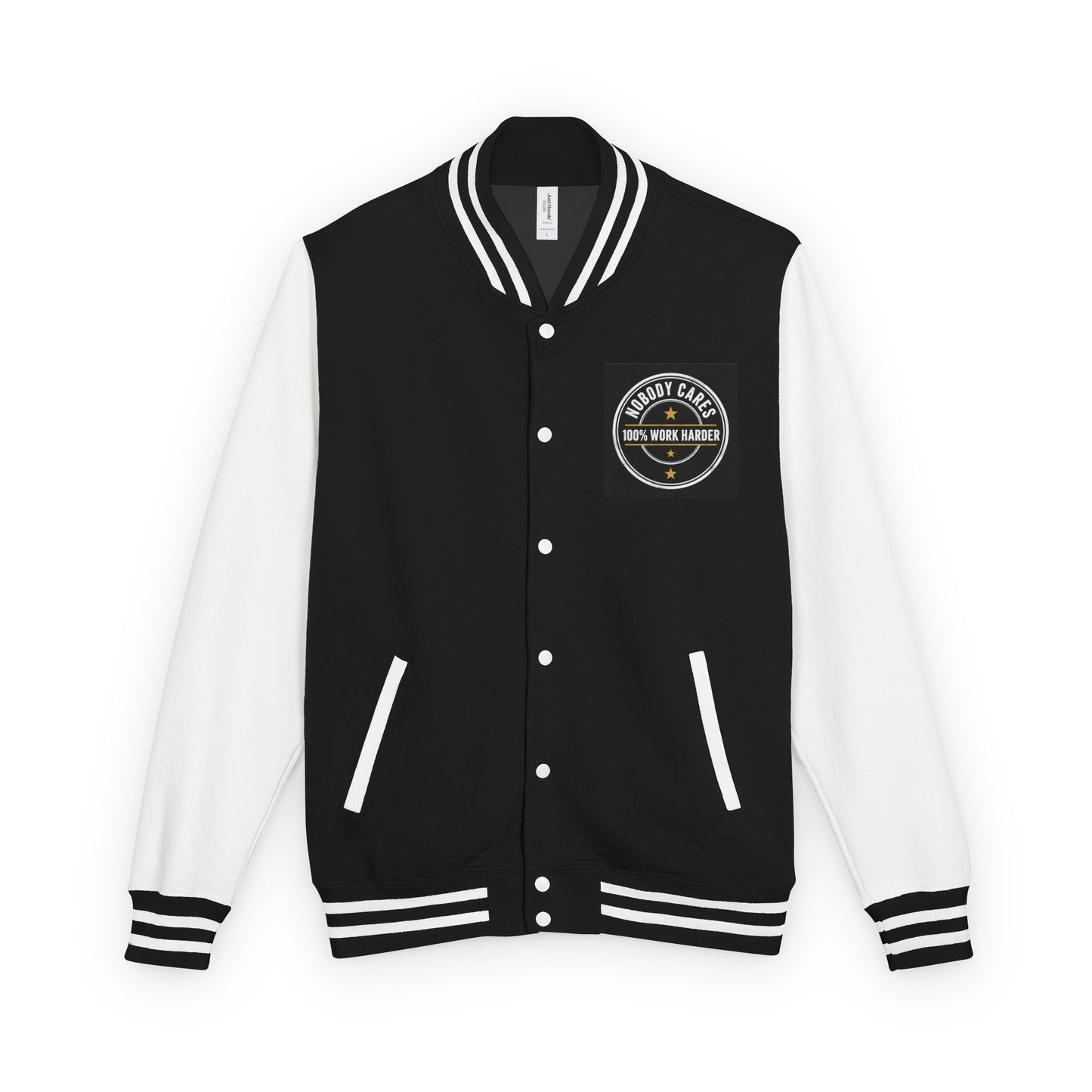 Letterman Jacket — "Nobody Cares, 100% Work Harder" Motivational Varsity Coat
