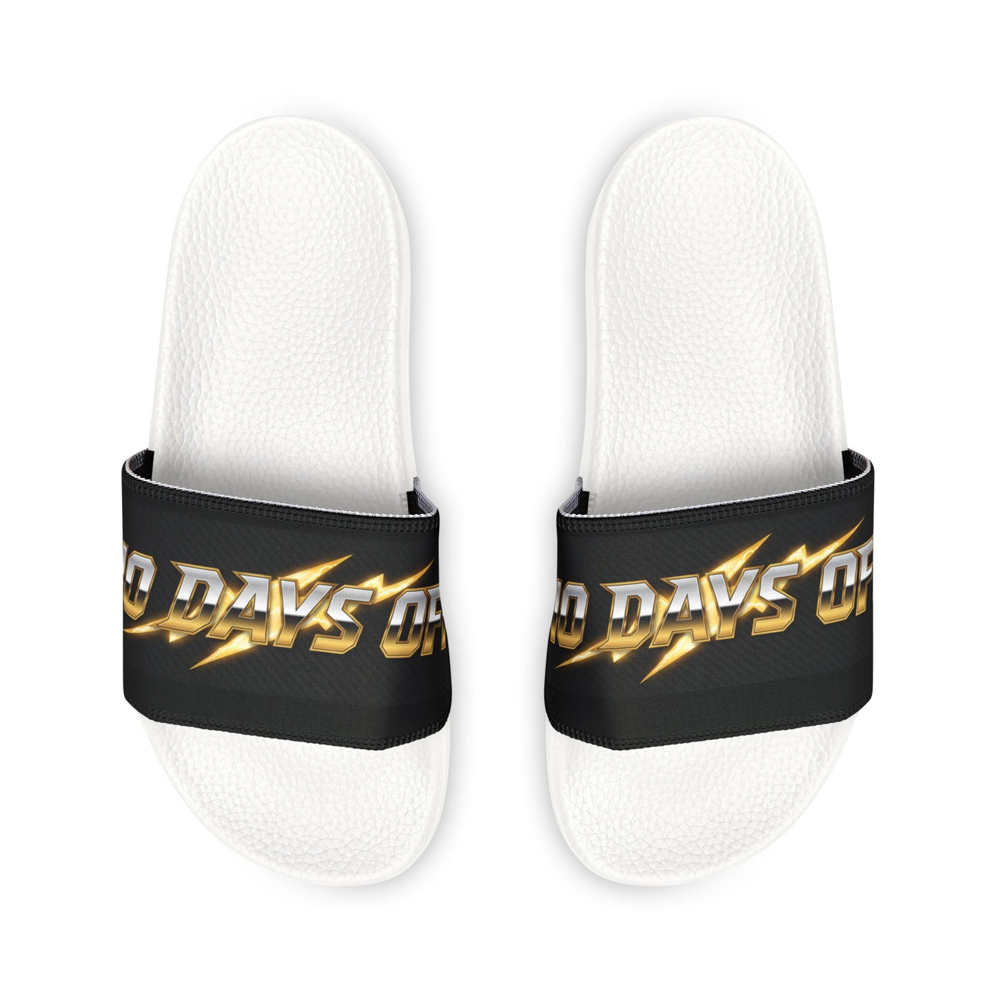 Slide Sandals — "No Savior" Gold Lightning Logo Men’s Removable‑Strap Slides