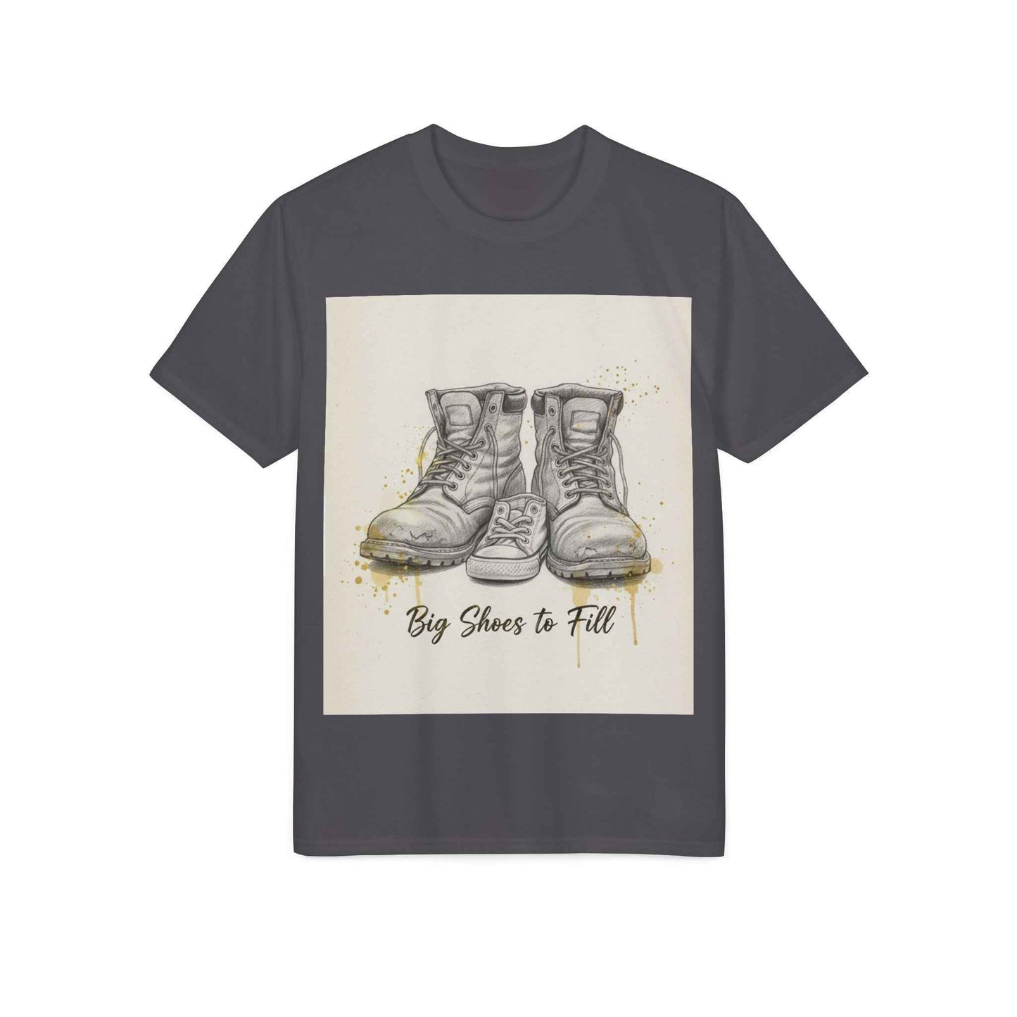 T-Shirt — 'Big Shoes to Fill' Vintage Boots Graphic Tee — Tribute & Memorial Gift