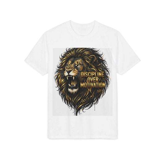 Lion Roar Performance Tee — "Discipline Over Motivation" Motivational Gym Shirt
