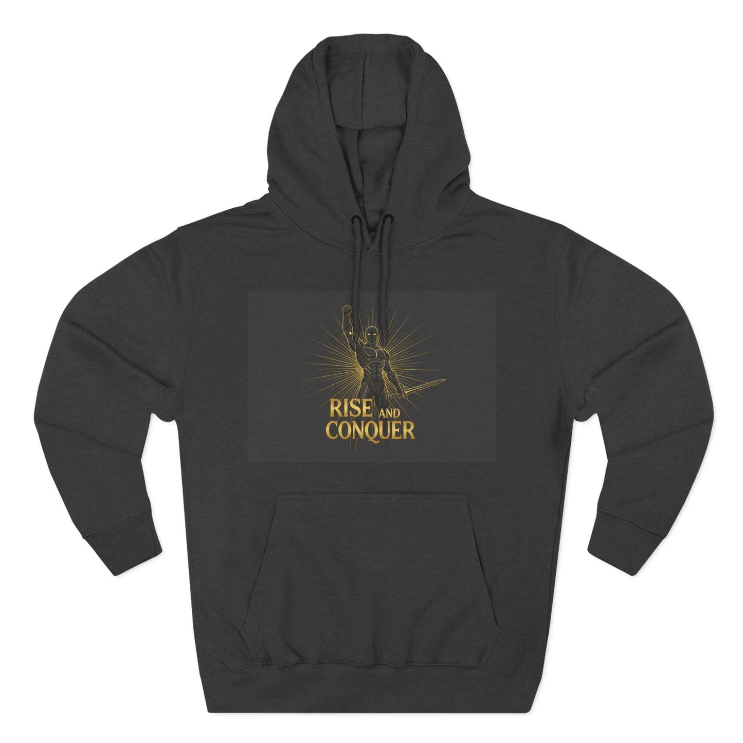 Rise and Conquer Hoodie — Motivational Graphic Fleece Pullover