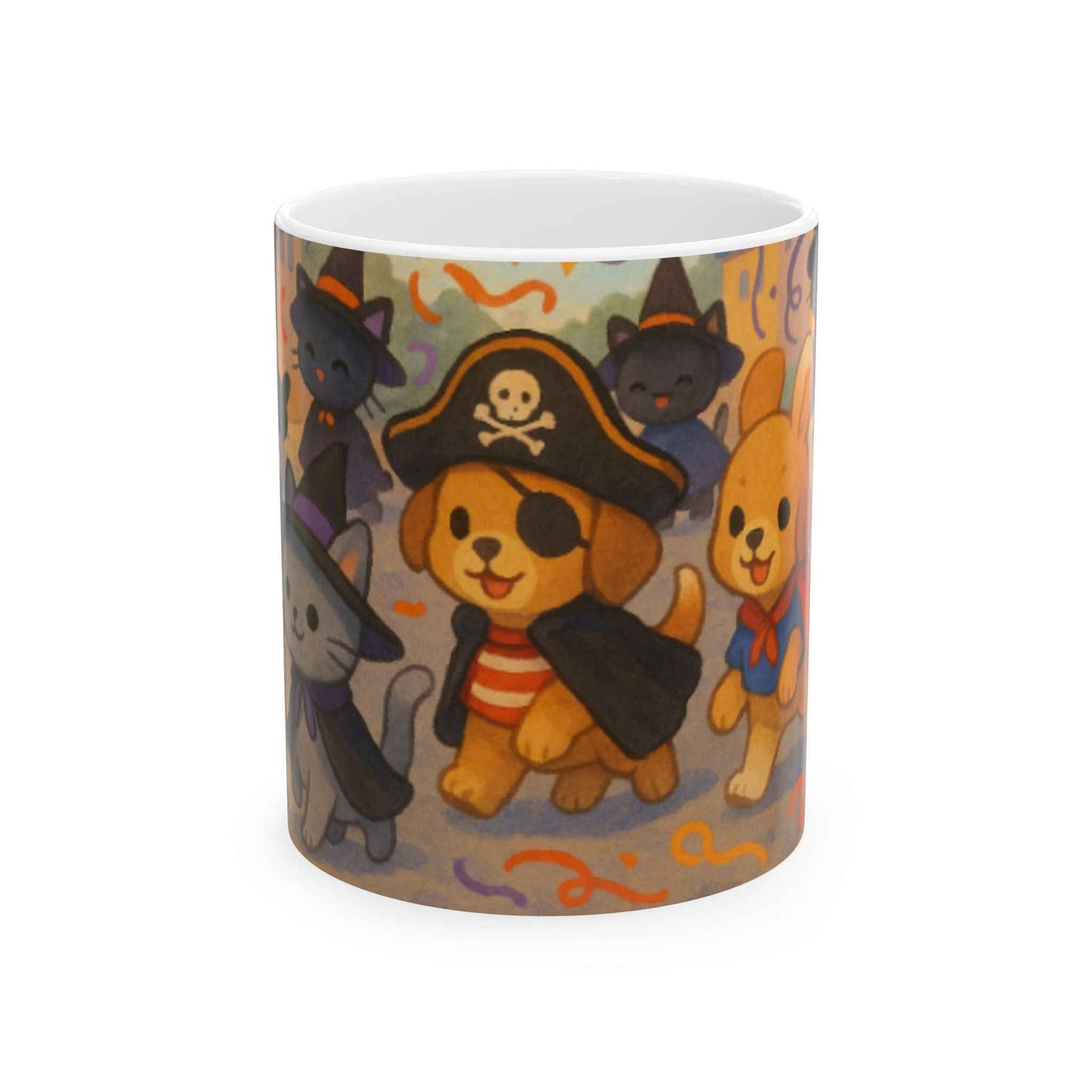 Pirate Pup Ceramic Mug | Cute Dog & Cat Halloween Coffee Cup | Gift for Pet Lovers, Kids, Birthdays, Fall Decor