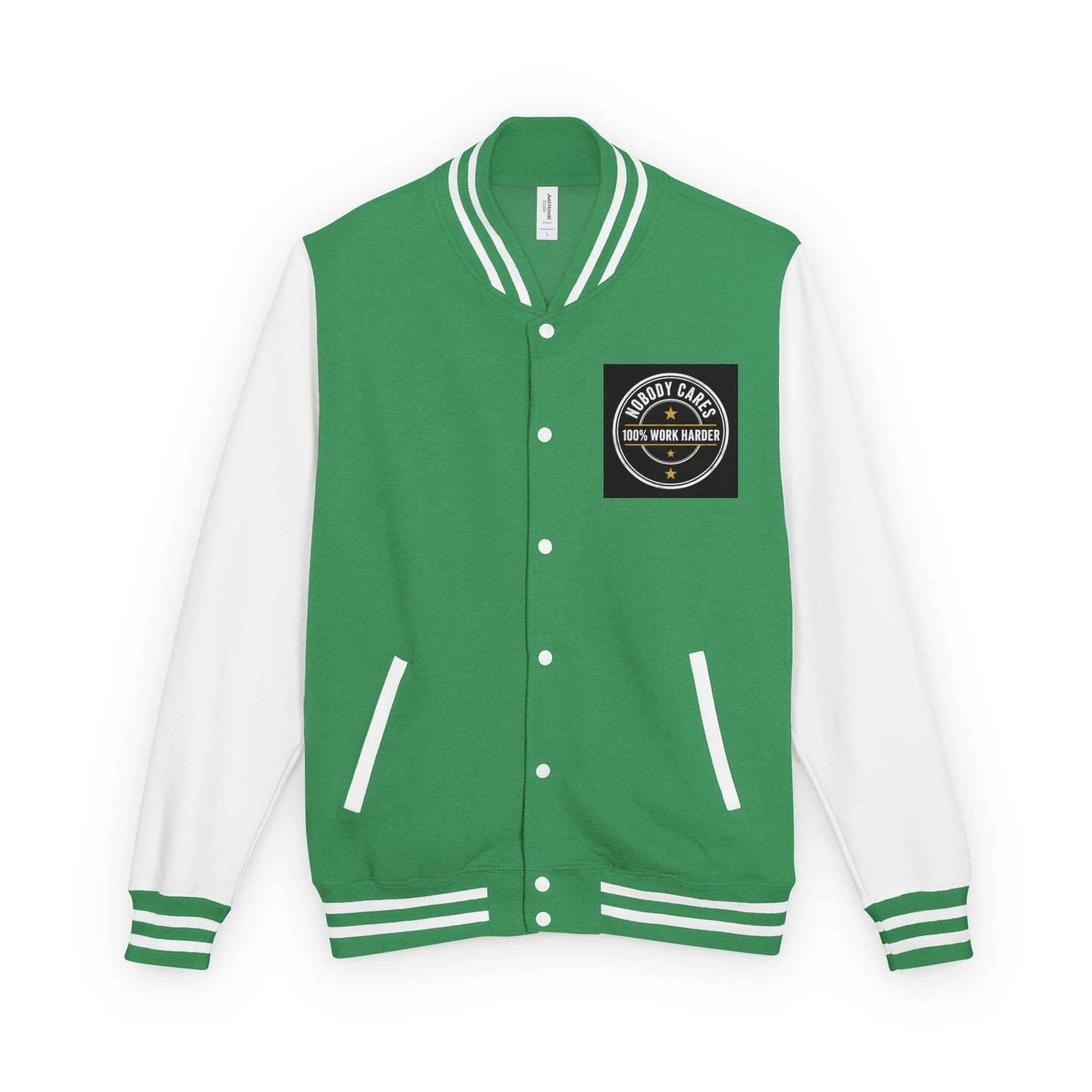 Letterman Jacket — "Nobody Cares, 100% Work Harder" Motivational Varsity Coat