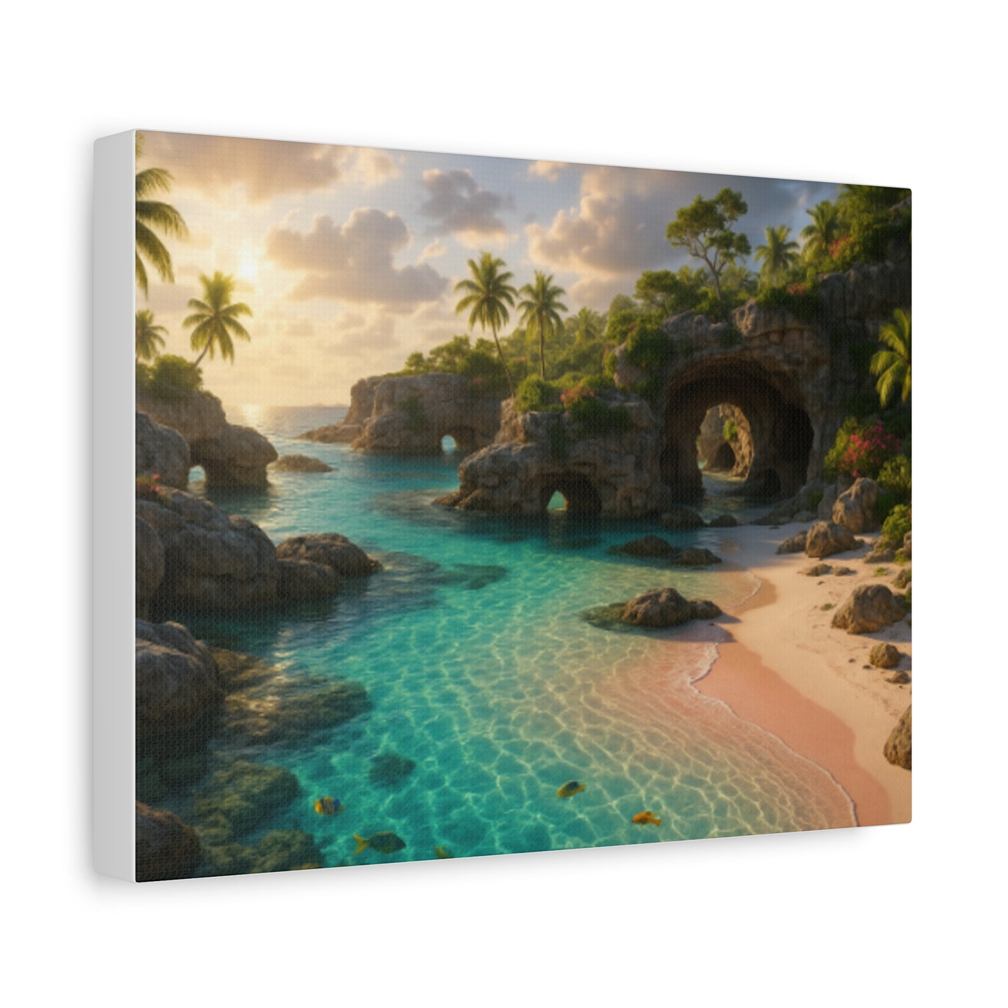 Stretched Canvas Print, Tropical Beach Decor, Art for Home, Vacation Vibes, Wall Art for Living Room, Gifts for Ocean Lovers