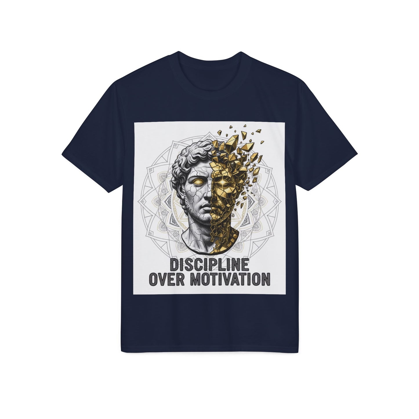 Discipline Over Motivation T-Shirt — Stoic Statue Fitness Tee