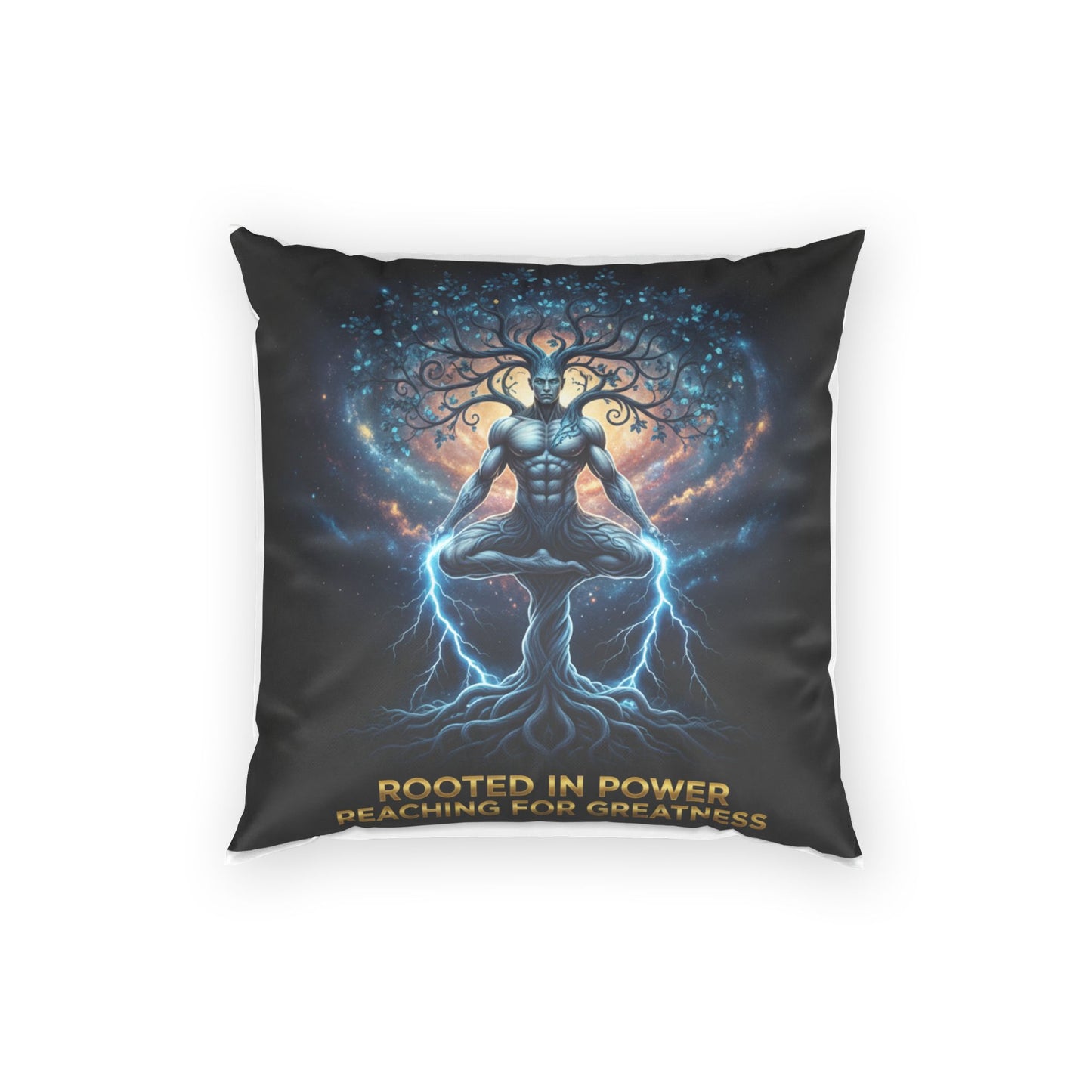 Meditative Tree of Power Velvet Pillow — "Rooted in Power, Reaching for Greatness"