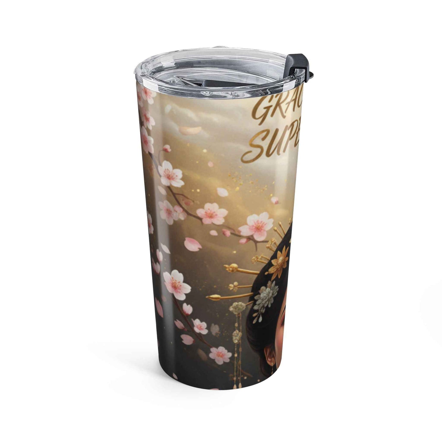 20oz Tumbler — "Grace Is My Superpower" Floral Asian Goddess Travel Mug