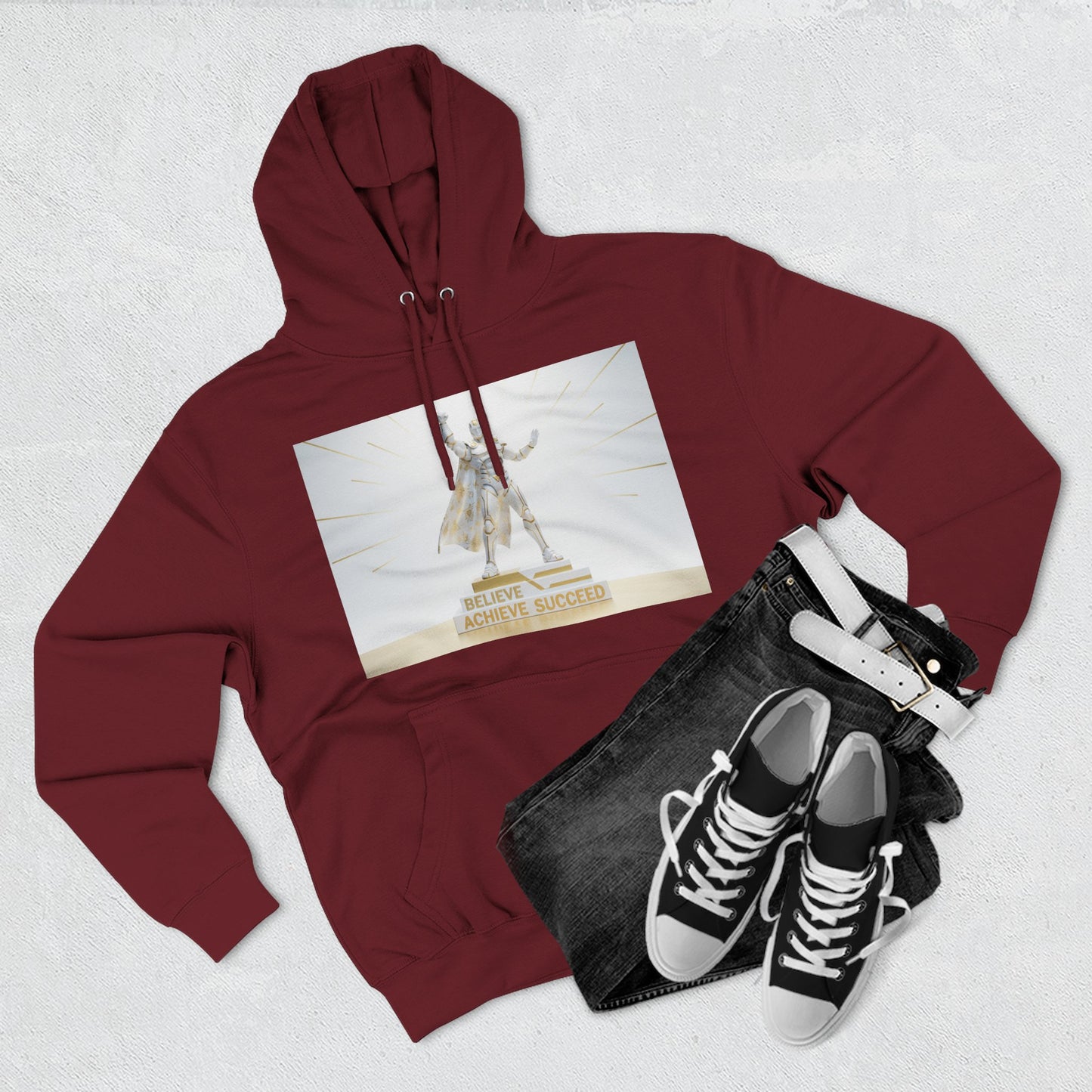 Believe in Success Hoodie — Motivational Angel Graphic Fleece Pullover