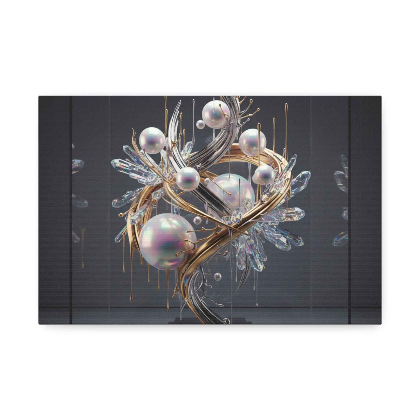 Abstract Pearl Orb Canvas Print – Modern Metallic Wall Art