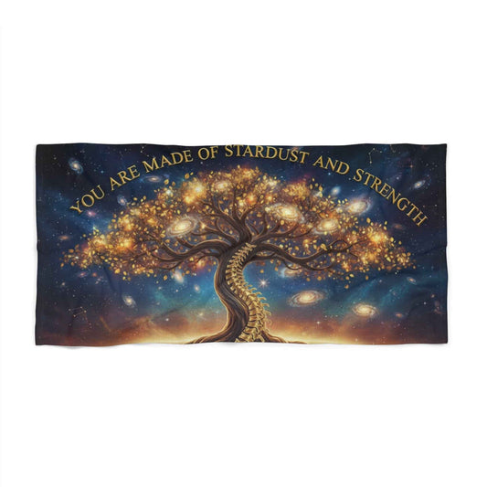 You Are Made of Stardust Beach Towel — Inspirational Tree of Life Sand & Sea Towel