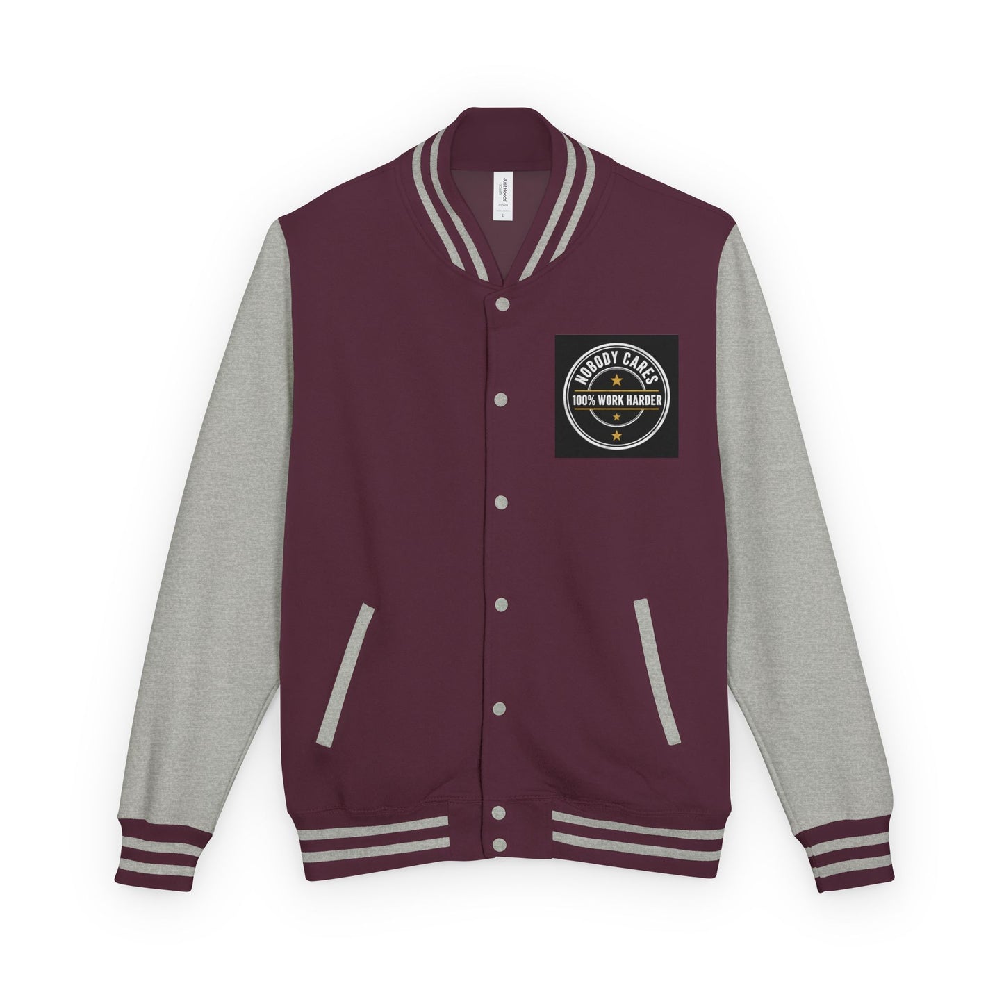 Letterman Jacket — "Nobody Cares, 100% Work Harder" Motivational Varsity Coat