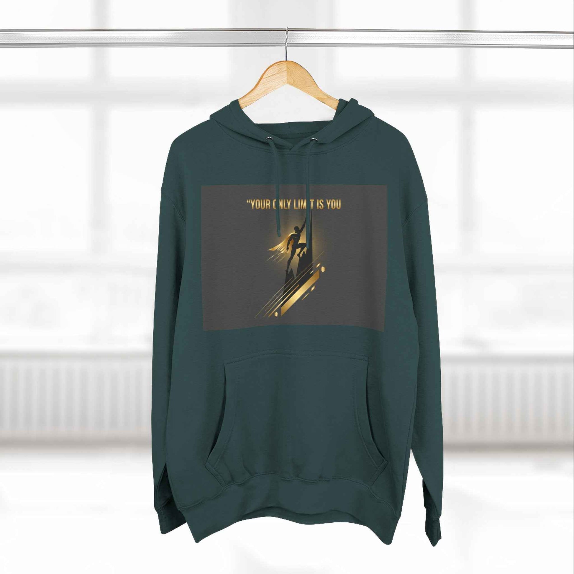 Motivational Graphic Hoodie — “Your Only Limit Is You” Inspirational Fleece Pullover