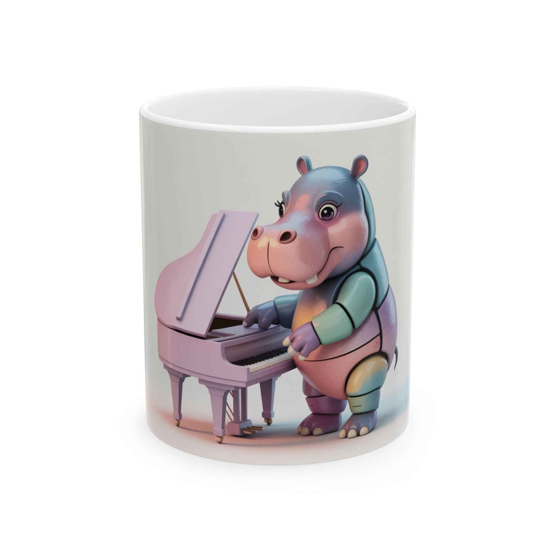 Hippo Pianist Ceramic Mug - Fun Gift for Music Lovers