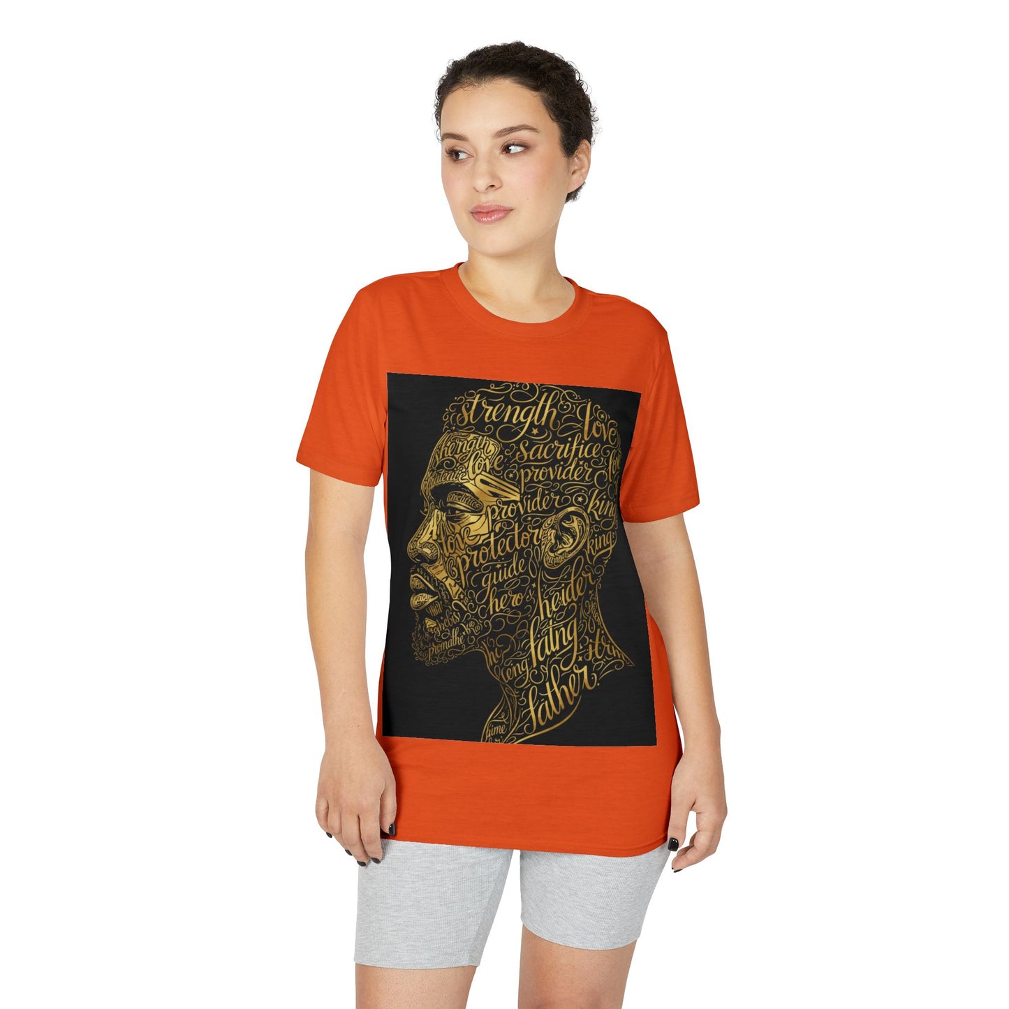 Gold Script Profile T-Shirt — Inspirational Typographic Portrait