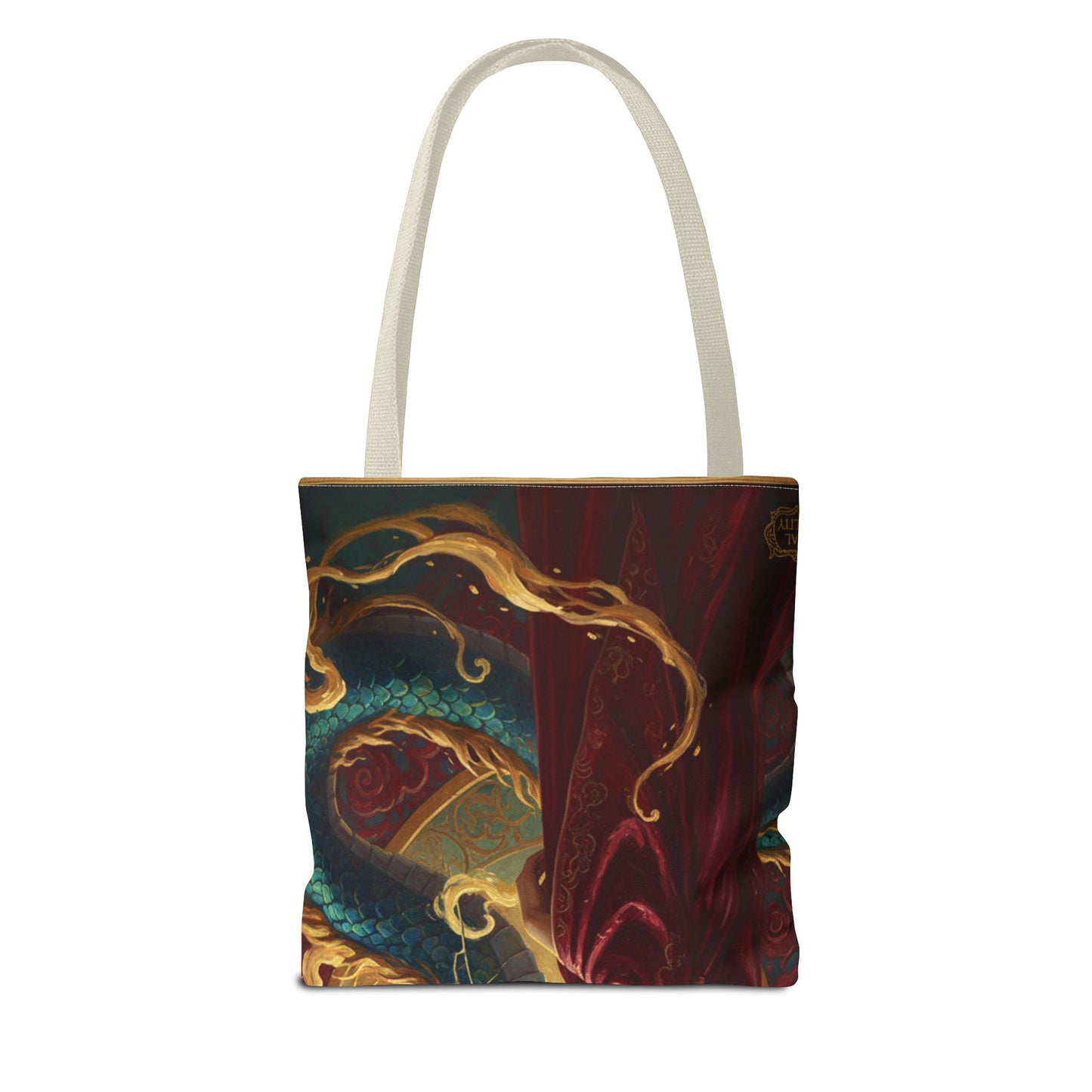 Asian Dragon Muse Tote Bag — Fantasy Art Dragon & Geisha Illustration AOP