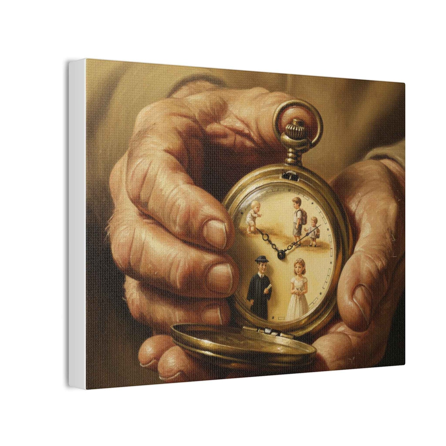 Vintage Pocket Watch Canvas Wall Art — 'Time of Life' Family Keepsake Print