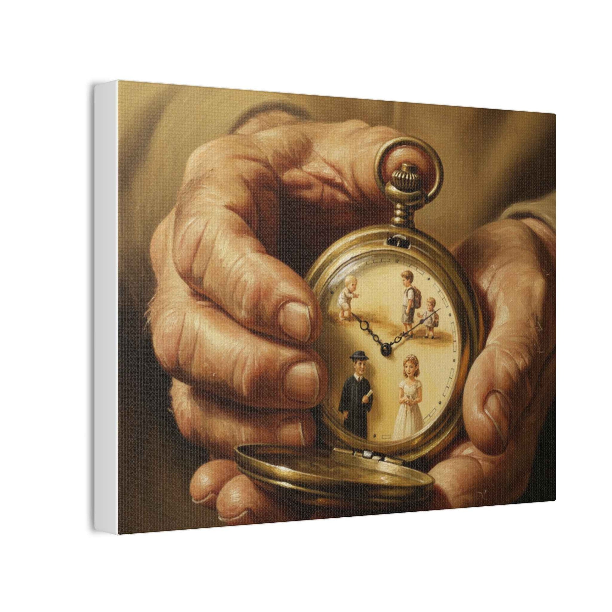 Vintage Pocket Watch Canvas Wall Art — 'Time of Life' Family Keepsake Print
