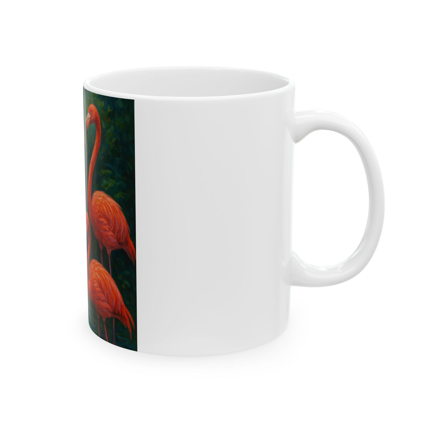 Flamingo Paradise Ceramic Mug - Stunning Pink Bird Design, Tropical Decor, Gift for Bird Lovers, Summer Vibes, Unique Tea or Coffee Mug  Digital Art