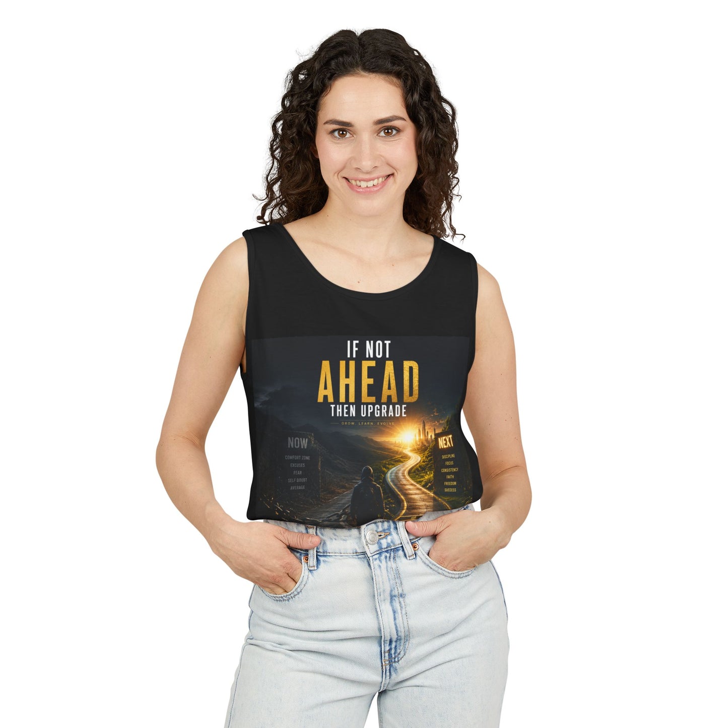 Motivational 'If Not Ahead Then Upgrade' Tank Top