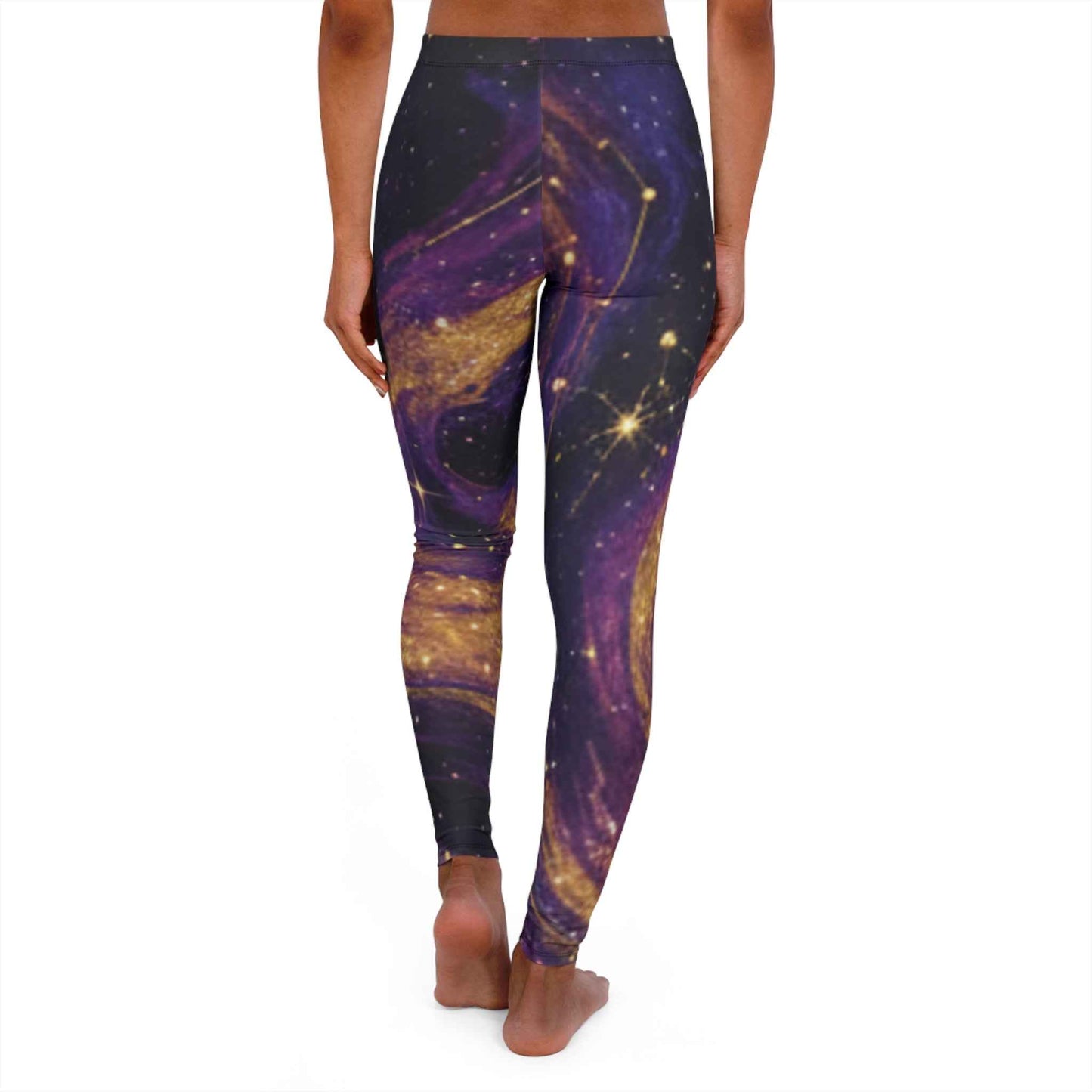 Galaxy Swirl Leggings — Purple & Gold Marble Activewear