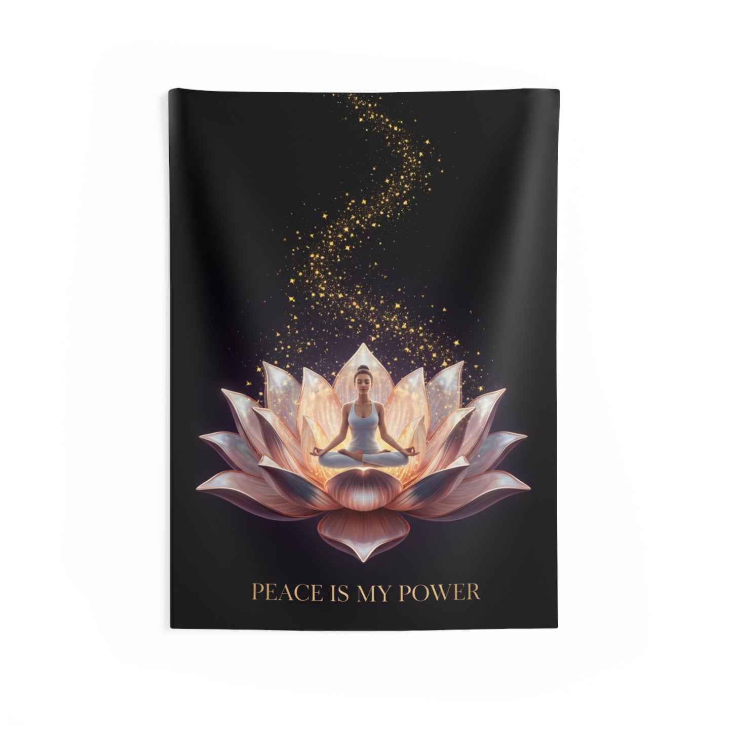 Lotus Meditation Tapestry — "Peace Is My Power" Wall Hanging for Yoga & Mindfulness