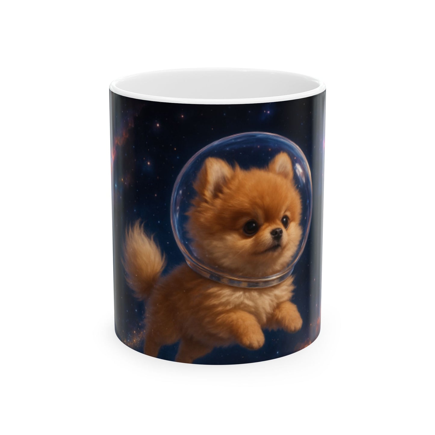 Space Puppy Ceramic Mug - Cute Pet Gift, Dog Lover Cup, Cosmic Coffee Mug, Astronomy Drinkware, Unique Home Decor  Digital Art