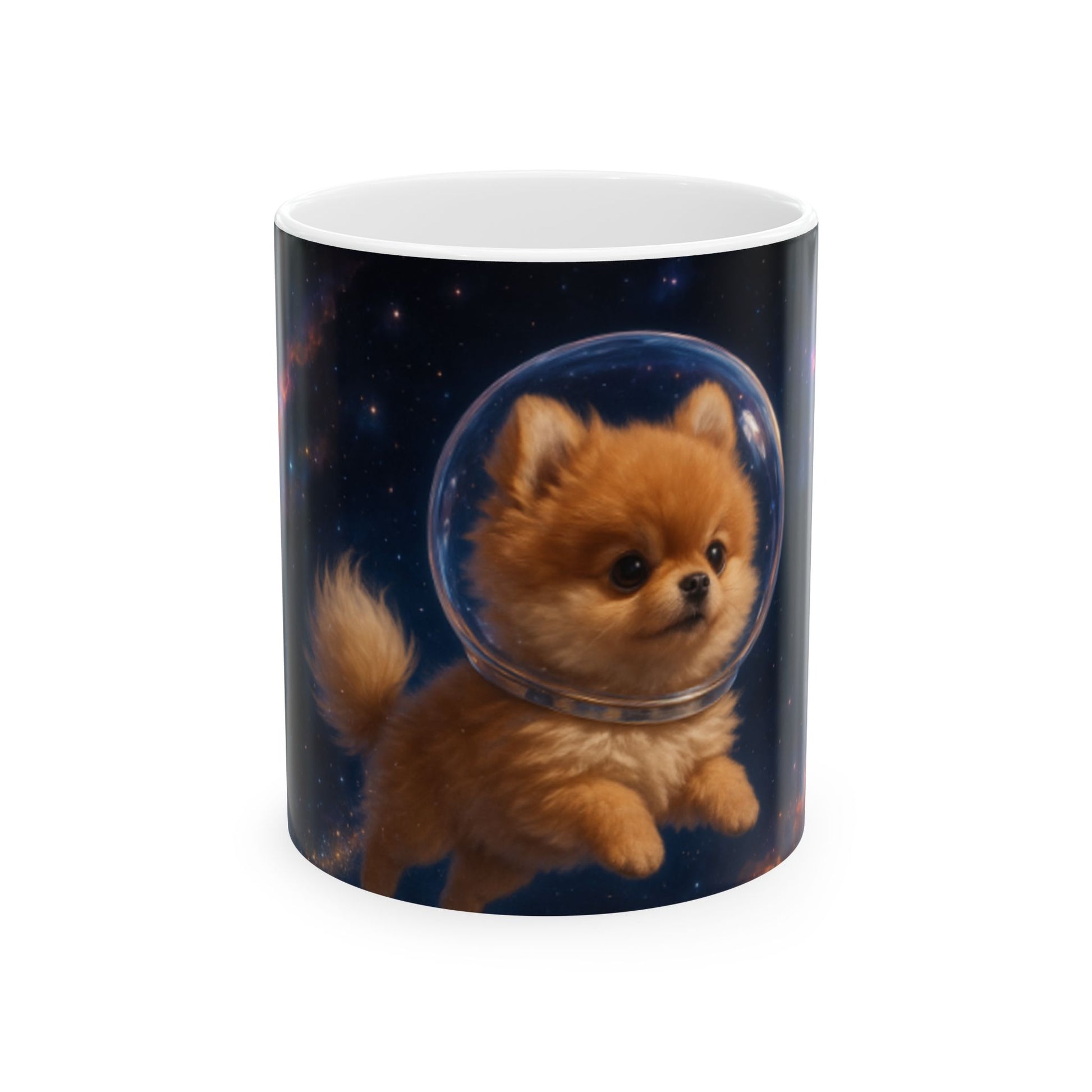 Space Puppy Ceramic Mug - Cute Pet Gift, Dog Lover Cup, Cosmic Coffee Mug, Astronomy Drinkware, Unique Home Decor  Digital Art