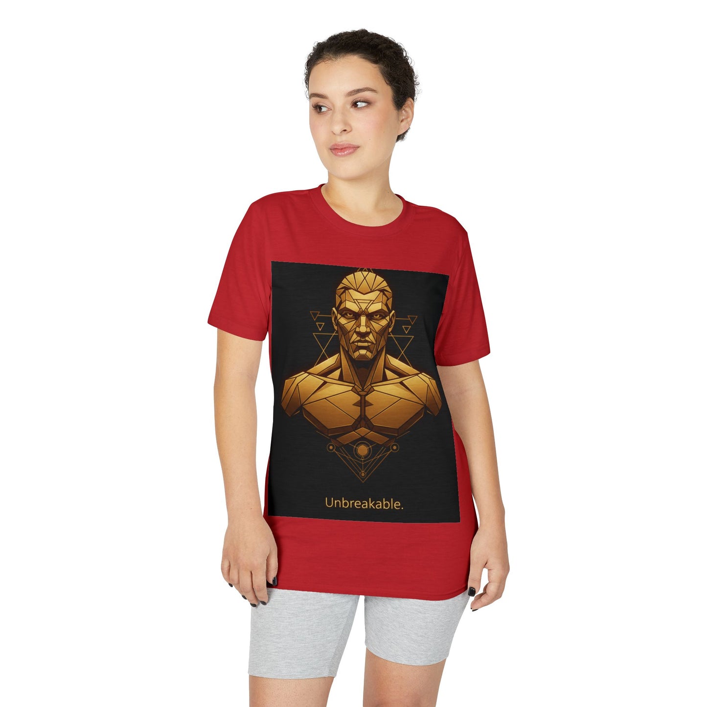 Unbreakable Geometric Warrior T-Shirt — Bold Gold Bust Graphic