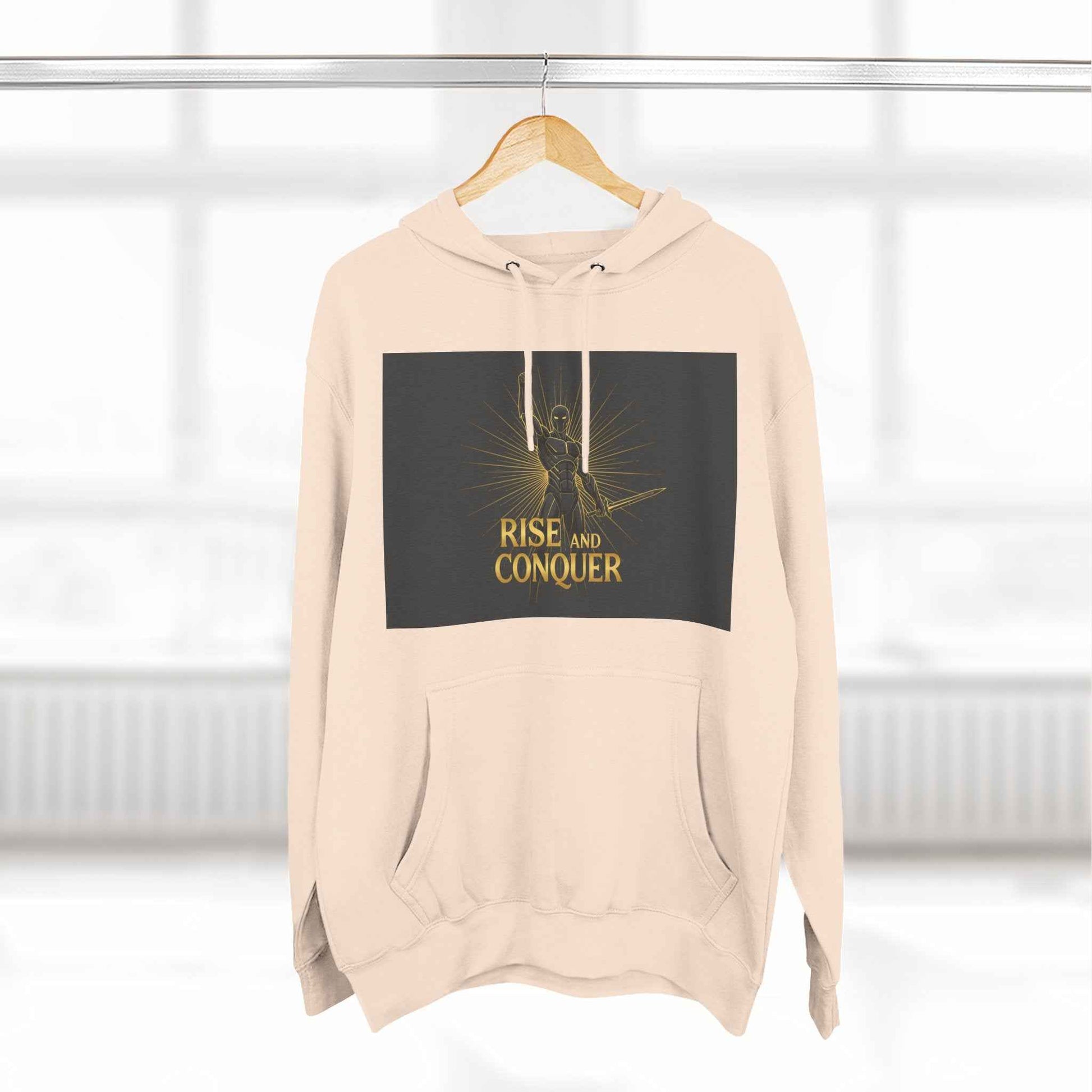 Rise and Conquer Hoodie — Motivational Graphic Fleece Pullover