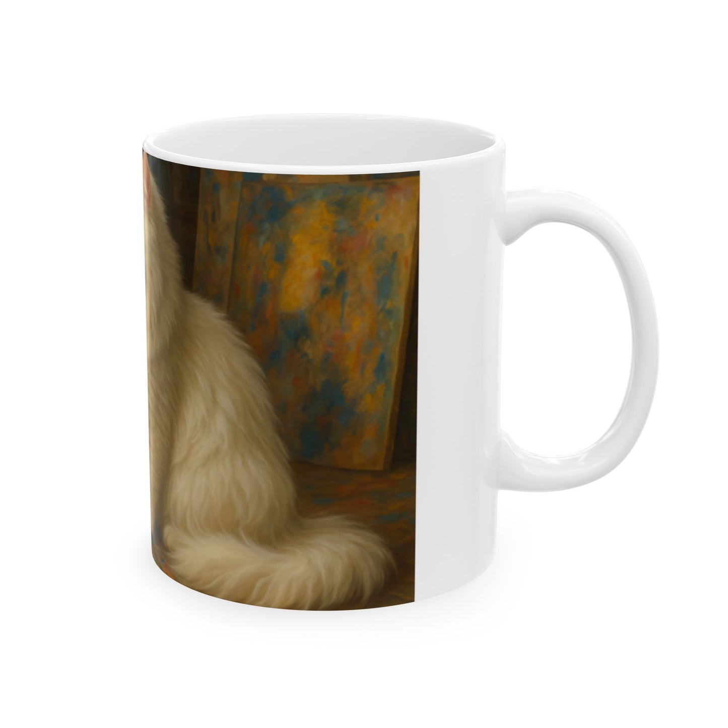Elegant Cat Ceramic Mug - Art Lover Gift, Pet Owner Gift, Cozy Home Decor, Unique Tea Cup, Cat Lover Collectible  Digital Art