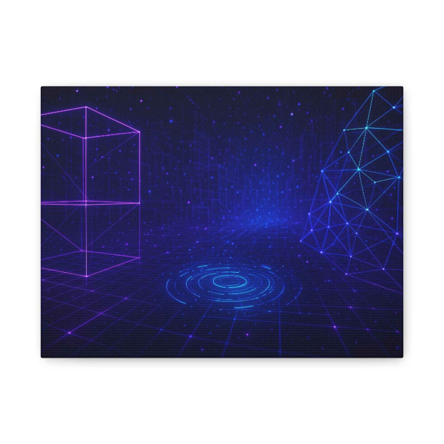 Abstract Geometric Canvas Art, Modern Wall Decor, Digital Art Print, Home Office Decor, Unique Gift for Tech Lovers, Gaming Room Wall Art