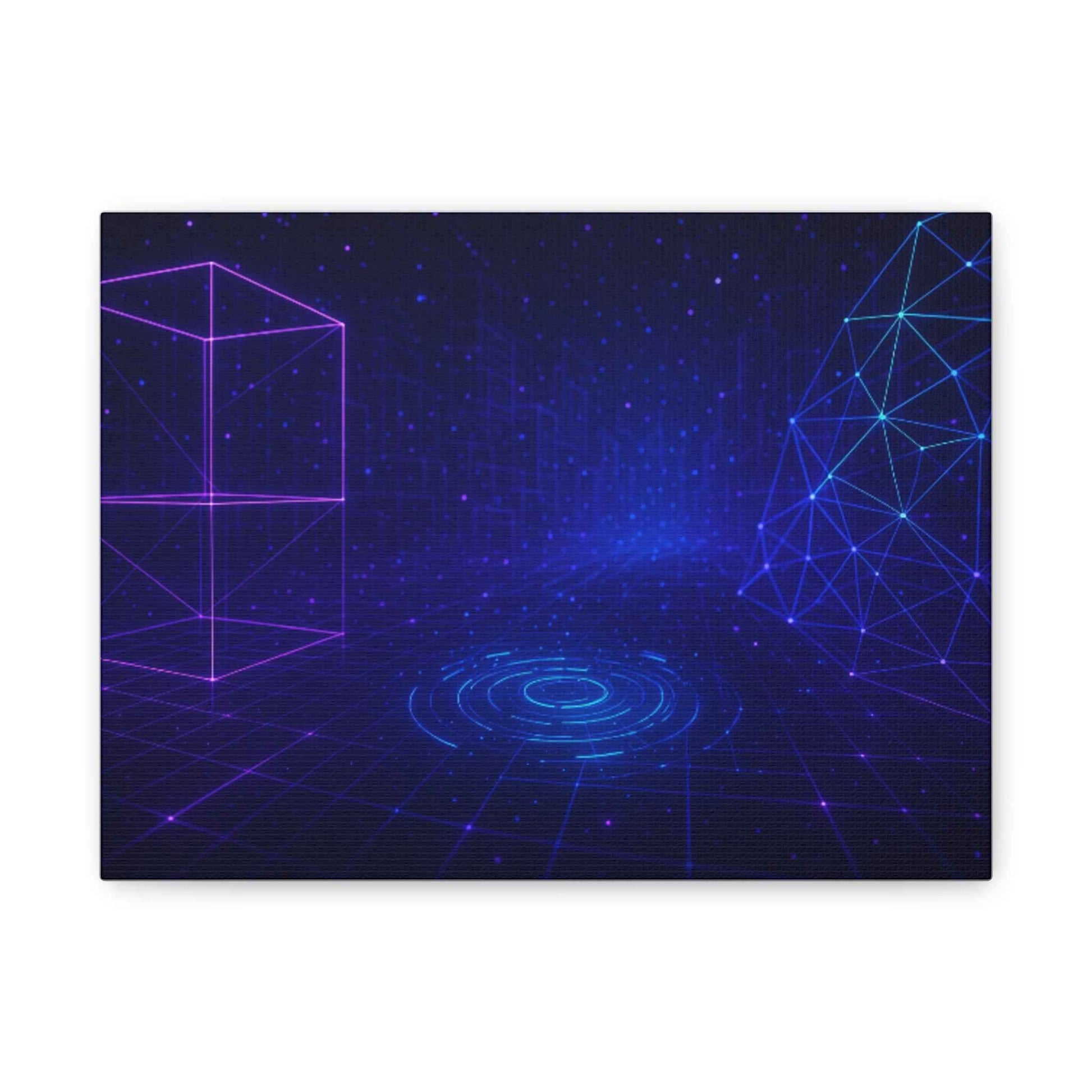 Abstract Geometric Canvas Art, Modern Wall Decor, Digital Art Print, Home Office Decor, Unique Gift for Tech Lovers, Gaming Room Wall Art