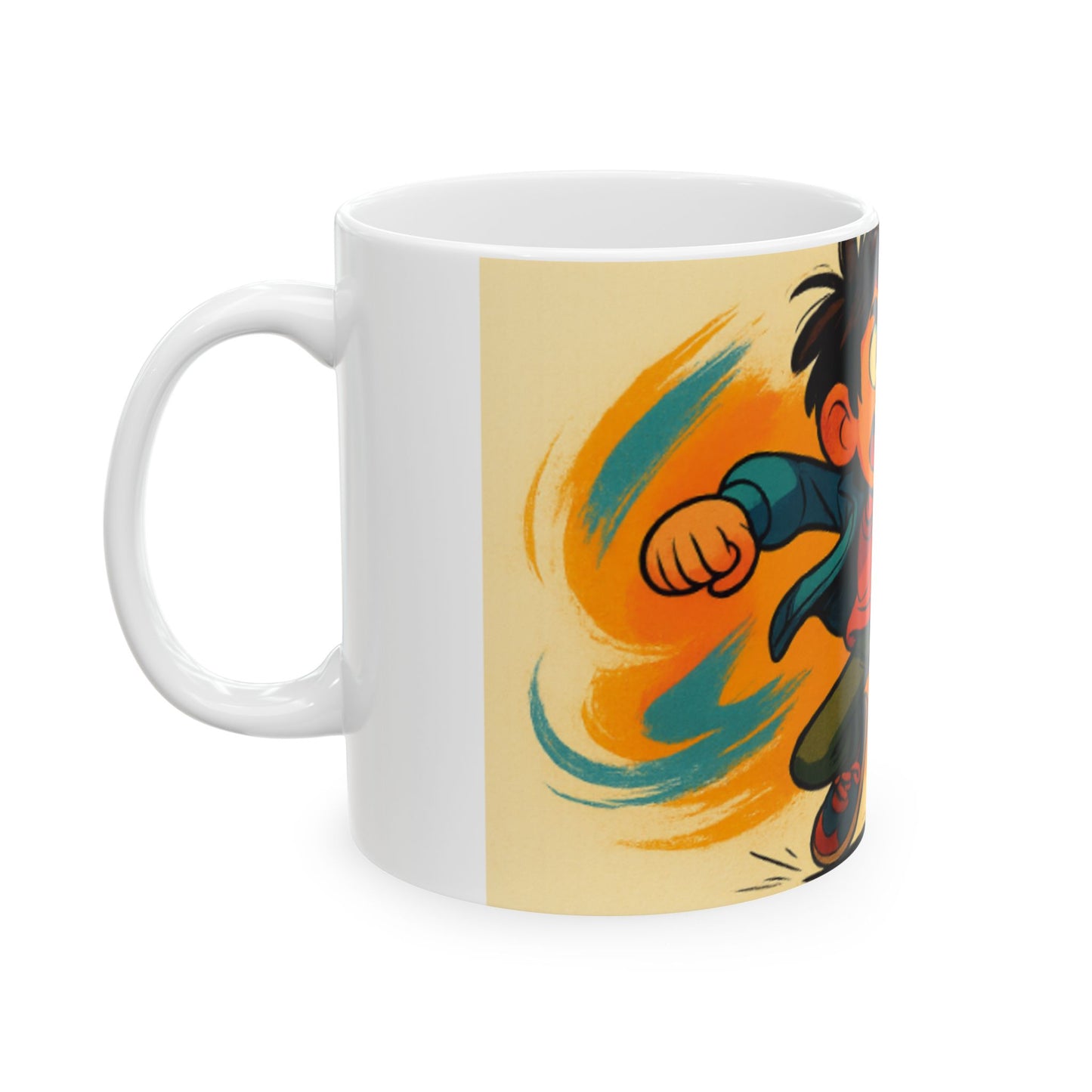 Youthful Adventure Ceramic Mug - Animated Design, Cartoon Kid Mug, Fun Gift for Kids, Unique Coffee Mug, Ideal for Birthdays and [...]  Digital Art