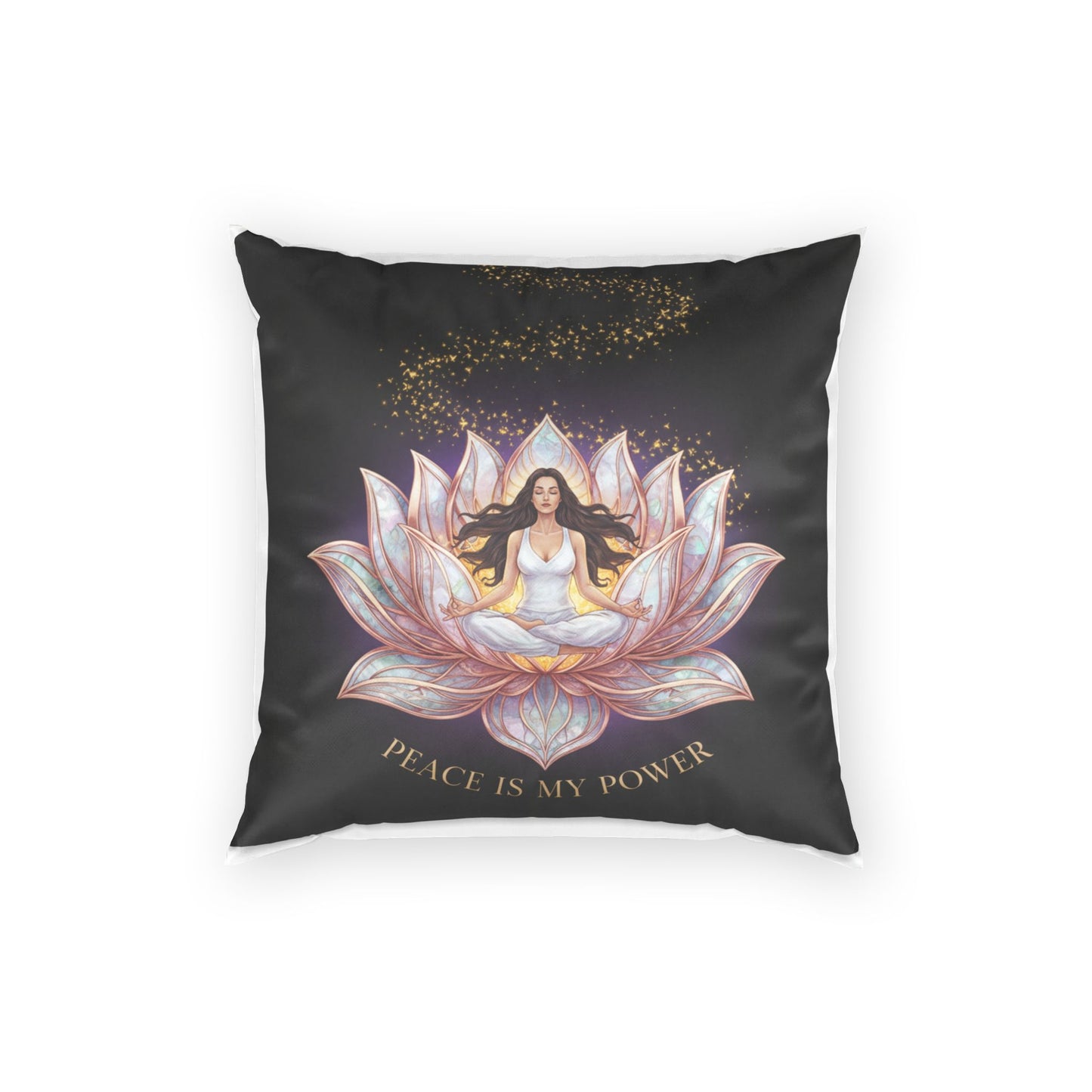 Meditation Lotus Pillow — 'Peace Is My Power' Velvet Accent Pillow
