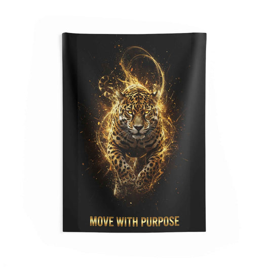 Motivational Tiger Tapestry — "Move With Purpose" Wall Art