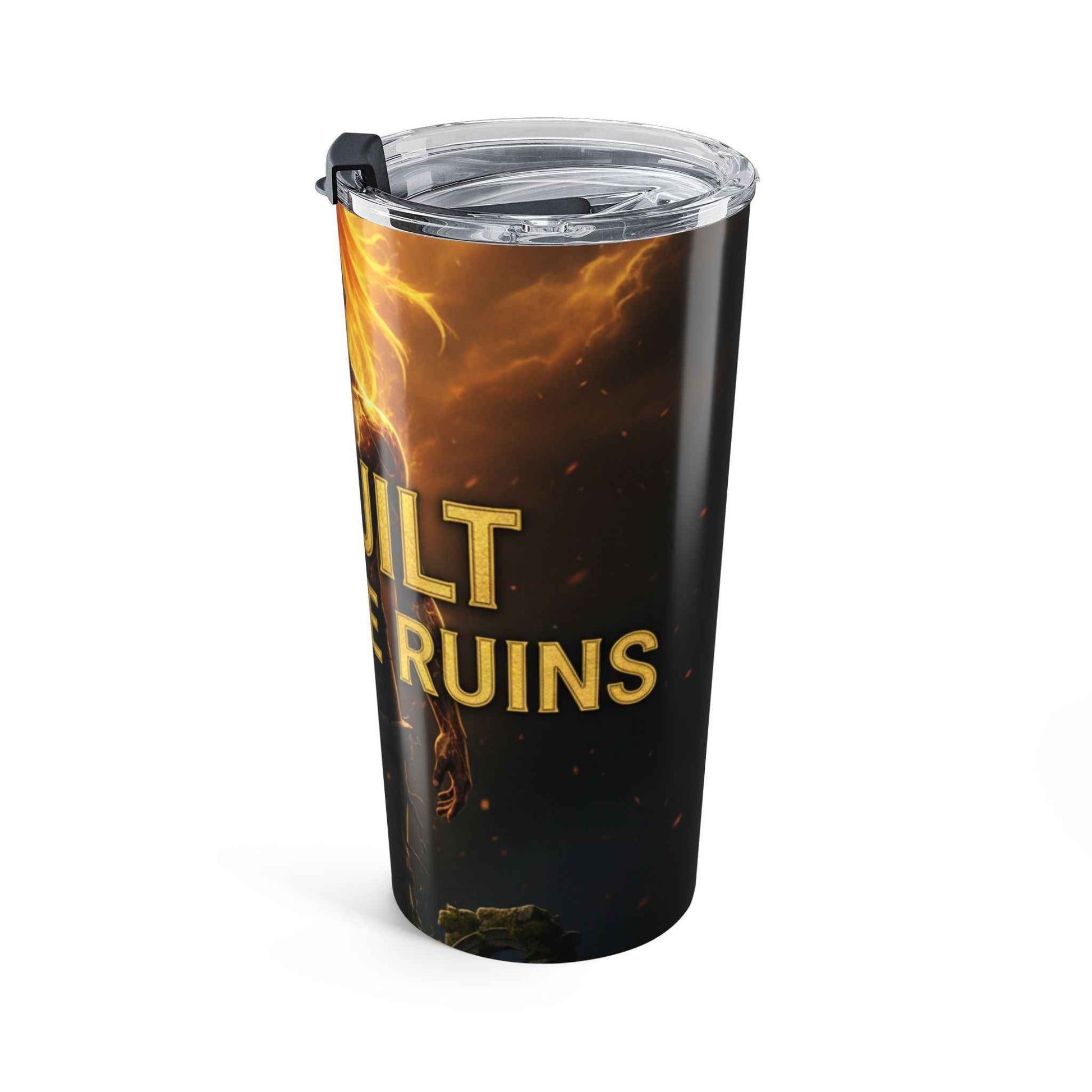 20oz Insulated Tumbler — Black Vertical Stripe Coffee Design