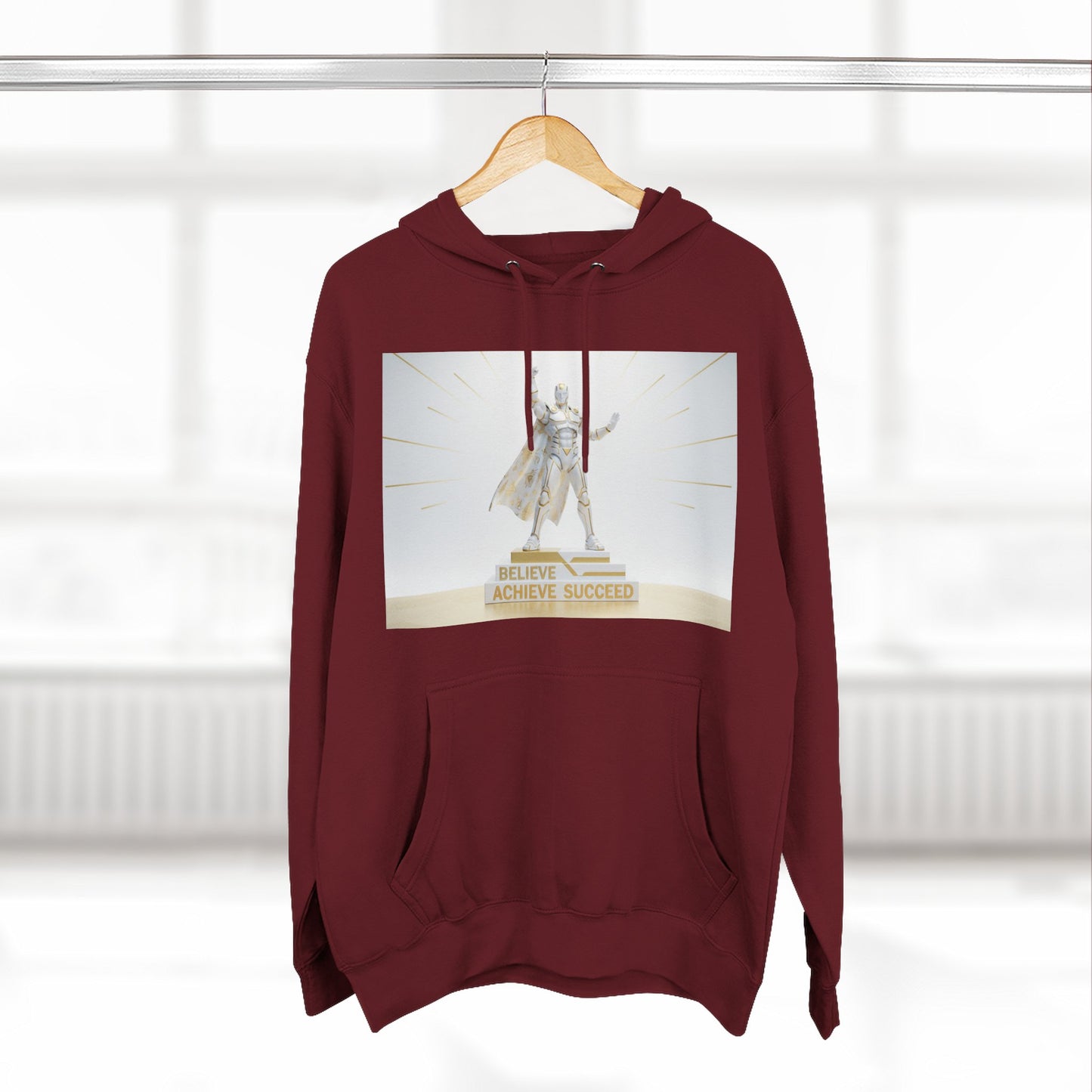 Believe in Success Hoodie — Motivational Angel Graphic Fleece Pullover