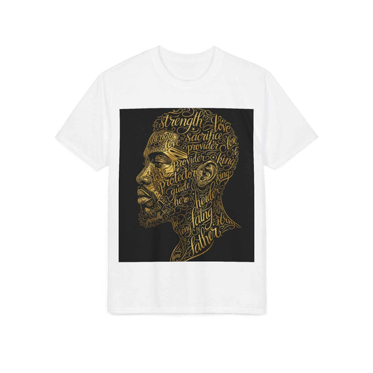 Gold Script Profile T-Shirt — Inspirational Typographic Portrait